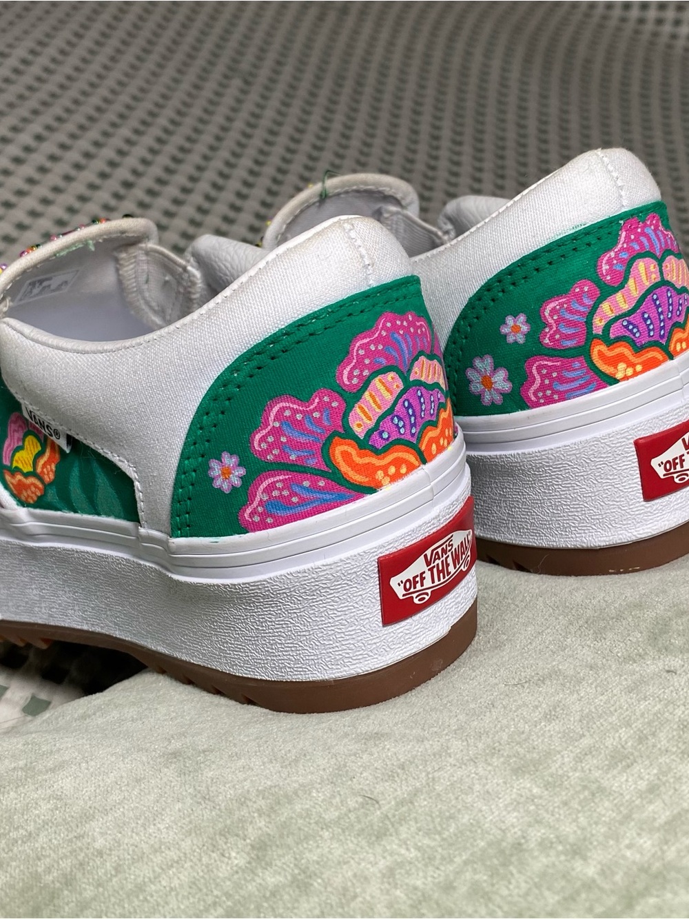 Custom Hand-Painted Vans Slip-On Platform Sneakers– Vibrant Wearable Art - Picture 3 of 3